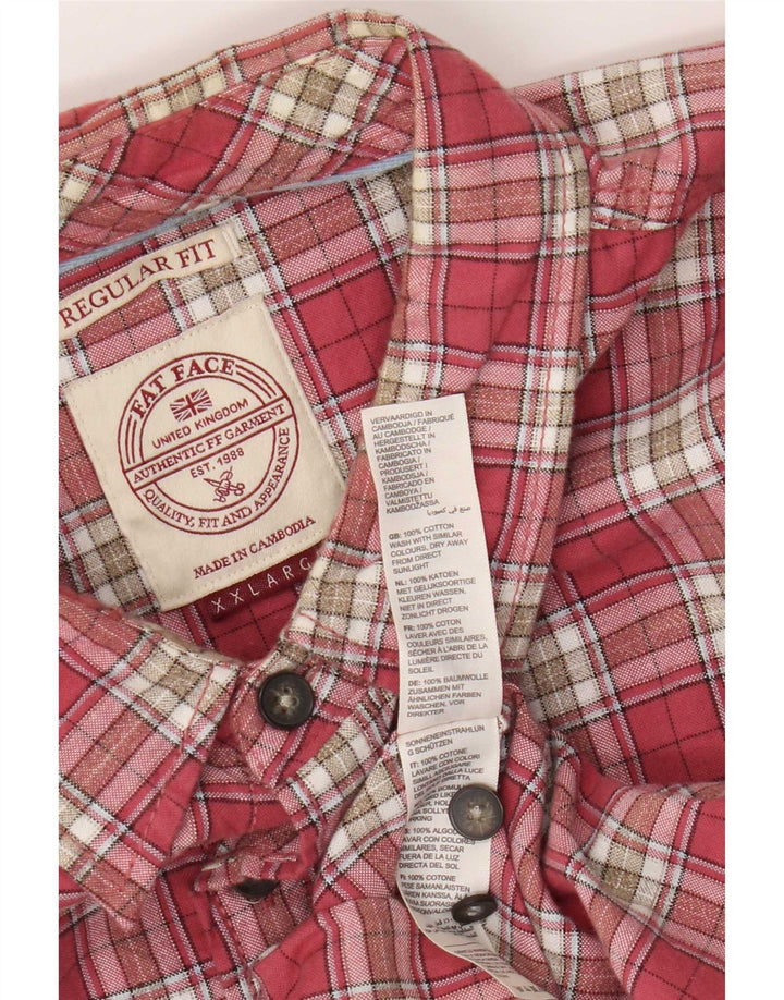 Fat Face Herren-Hemd mit normaler Passform, 2XL, rosa kariert, Baumwolle