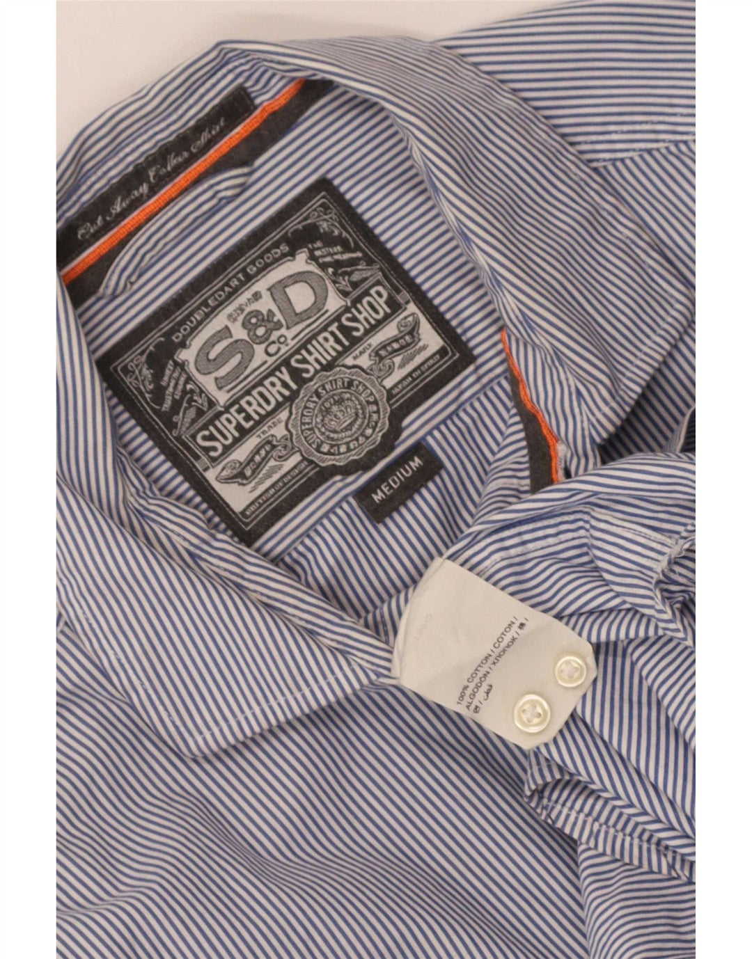 Superdry Herrenhemd aus mittelblauer Nadelstreifen-Baumwolle
