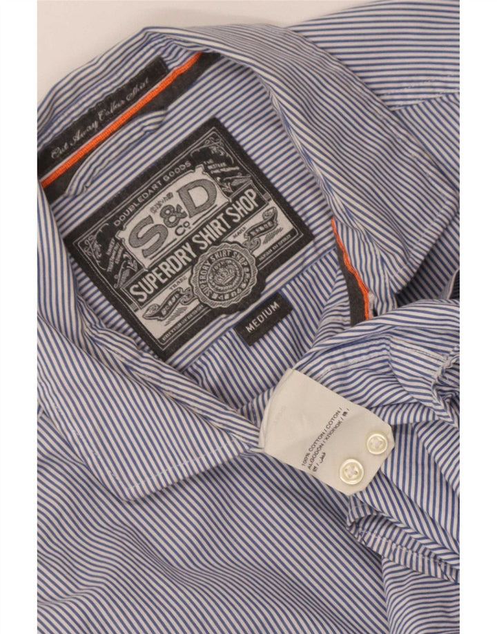 Superdry Herrenhemd aus mittelblauer Nadelstreifen-Baumwolle