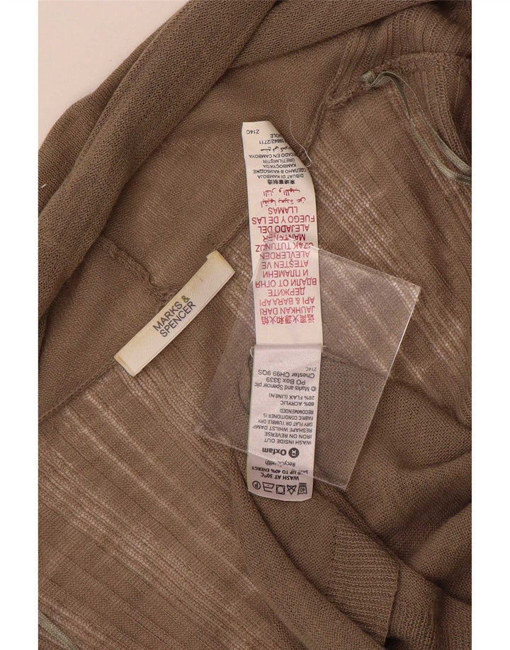Marks & Spencer Damen Longline Open Cardigan Pullover UK 14 Mittelbraun