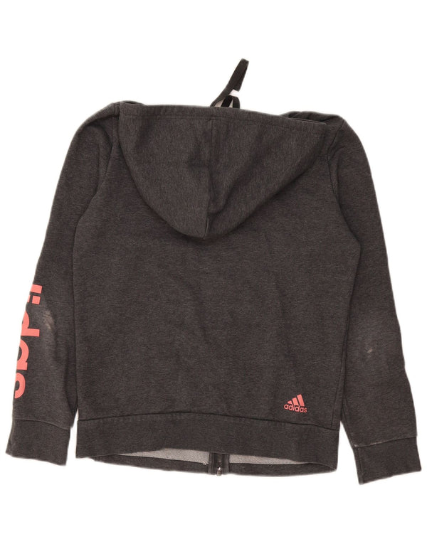 Adidas Damen Graphic Zip Hoodie Pullover UK 12/14 Mittelgraue Baumwolle
