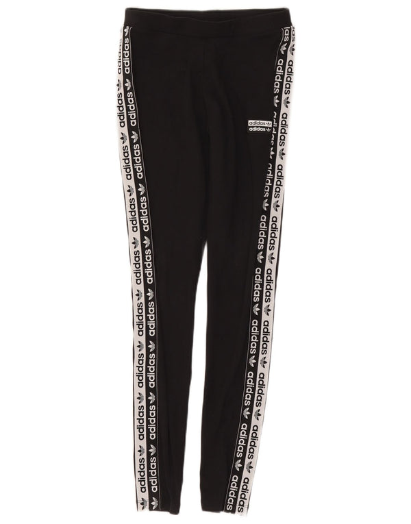 Adidas Damen Graphic Leggings UK 8 Small Schwarz Baumwolle