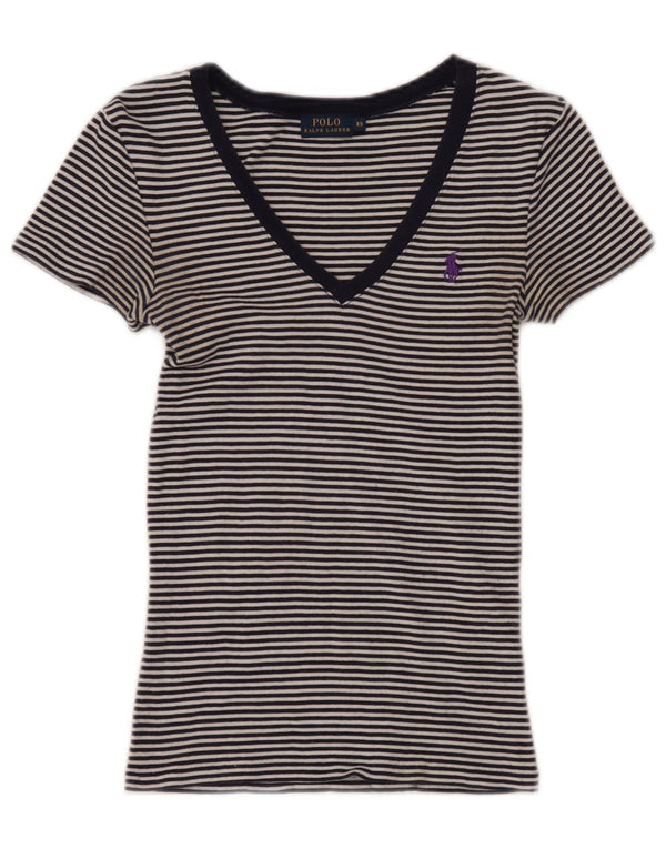 Ralph Lauren Damen Kurzarm-T-Shirt-Oberteil UK 4 XS Marineblau Nautisch