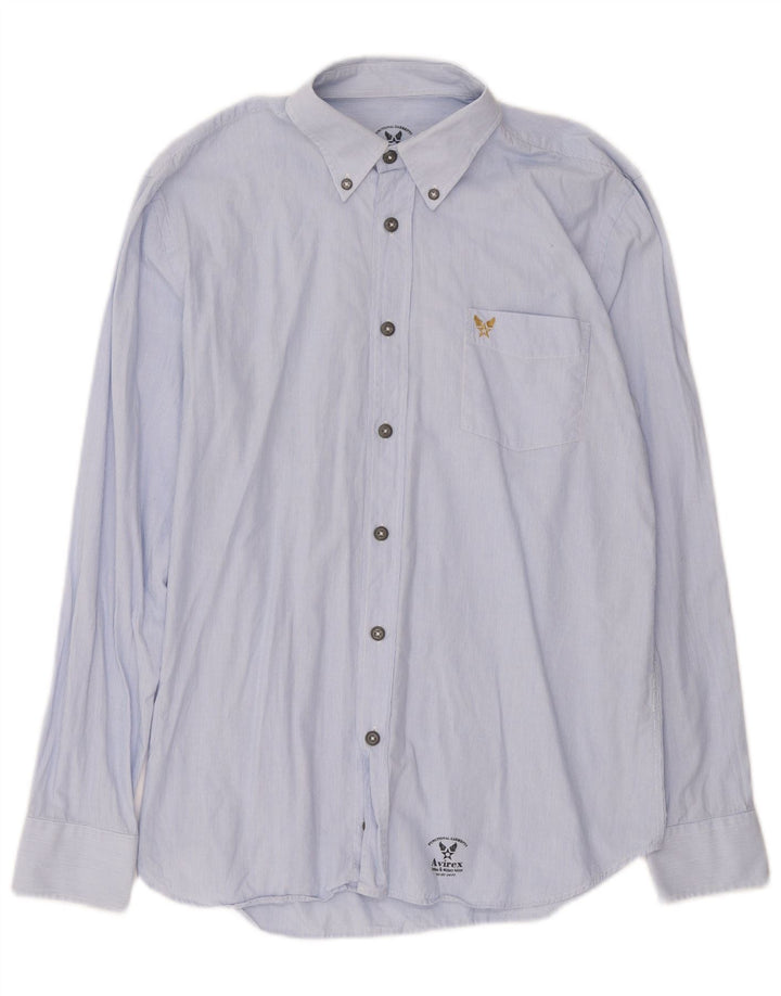 Avirex Herrenhemd Mittelblauer Nadelstreifen