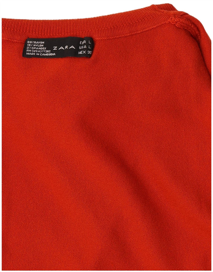 Rollkragenpullover für Damen von Zara, Gr. 14, groß, Orange, Viskose