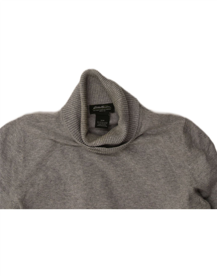 EDDIE BAUER Womens Roll Neck Jumper Sweater UK 12 Medium Grey Cotton Vintage Eddie Bauer and Second-Hand Eddie Bauer from Messina Hembry 