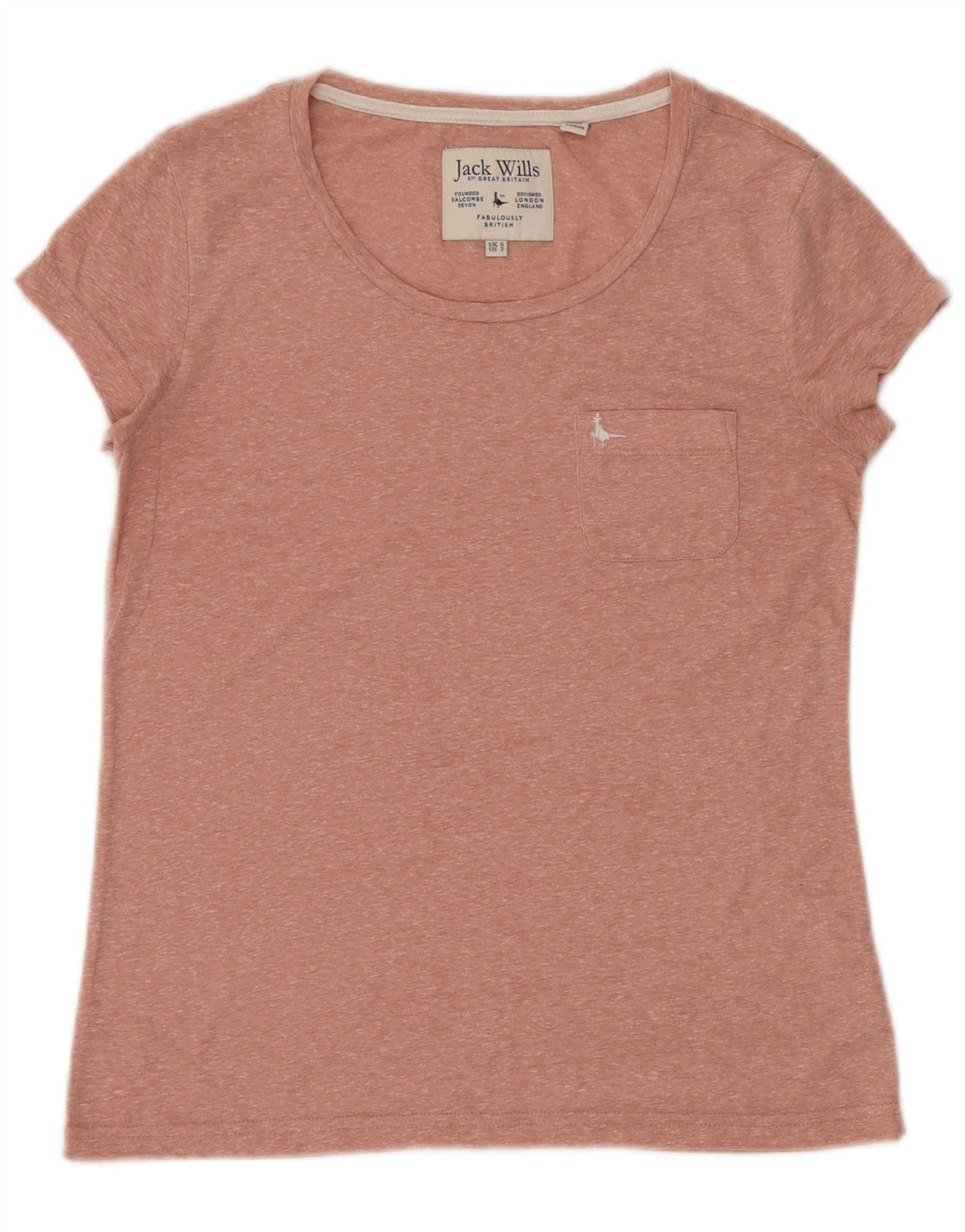 JACK WILLS Damen T-Shirt Top UK 6 XS Rosa geflecktes Polyester
