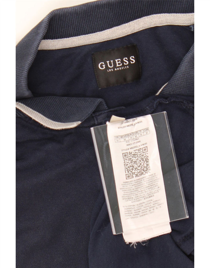 GUESS Mens Polo Shirt Medium Navy Blue Cotton Vintage Guess and Second-Hand Guess from Messina Hembry 