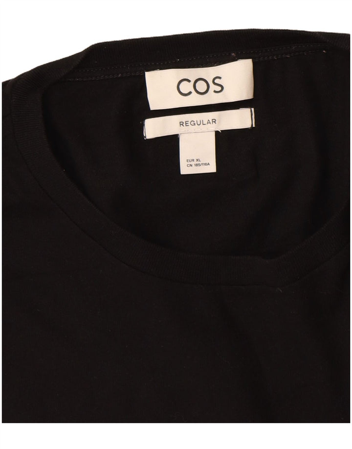 Cos Herren-T-Shirt mit normaler Passform, XL, schwarze Baumwolle