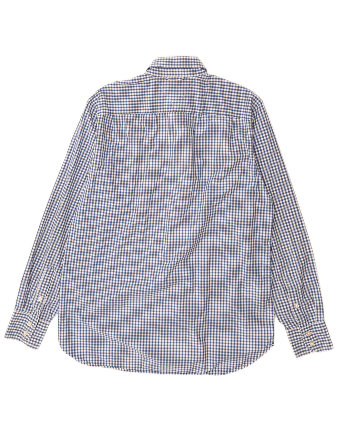 Tommy Hilfiger Kariertes Herrenhemd aus mittelblauer Gingham-Baumwolle