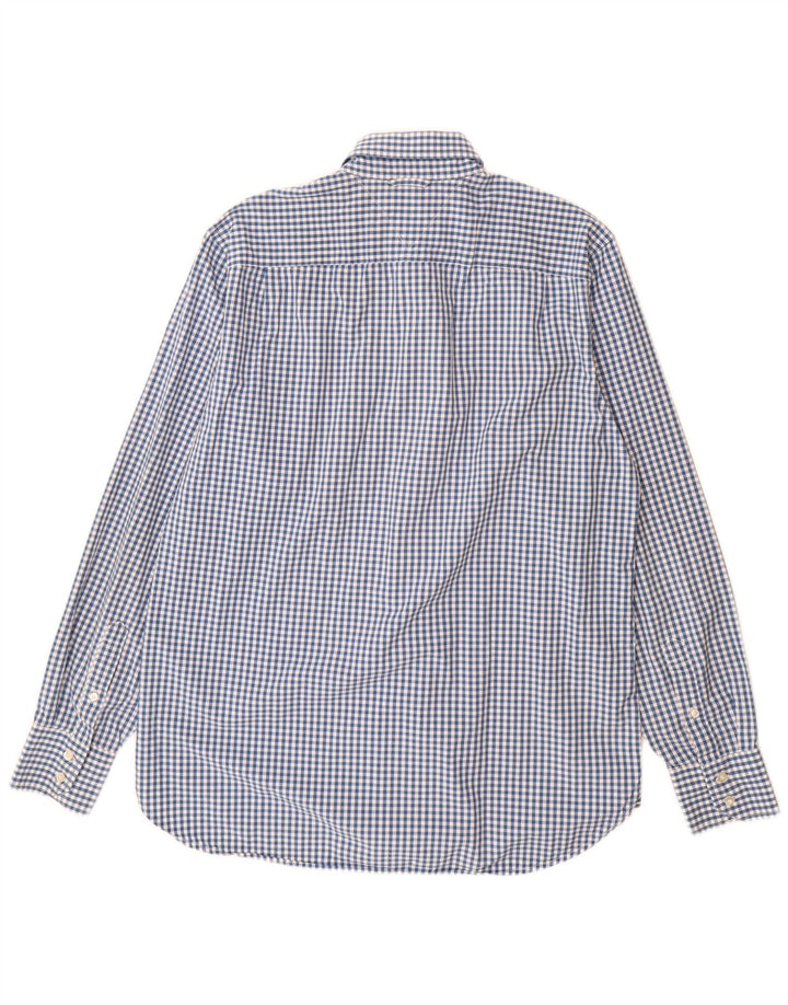 Tommy Hilfiger Kariertes Herrenhemd aus mittelblauer Gingham-Baumwolle