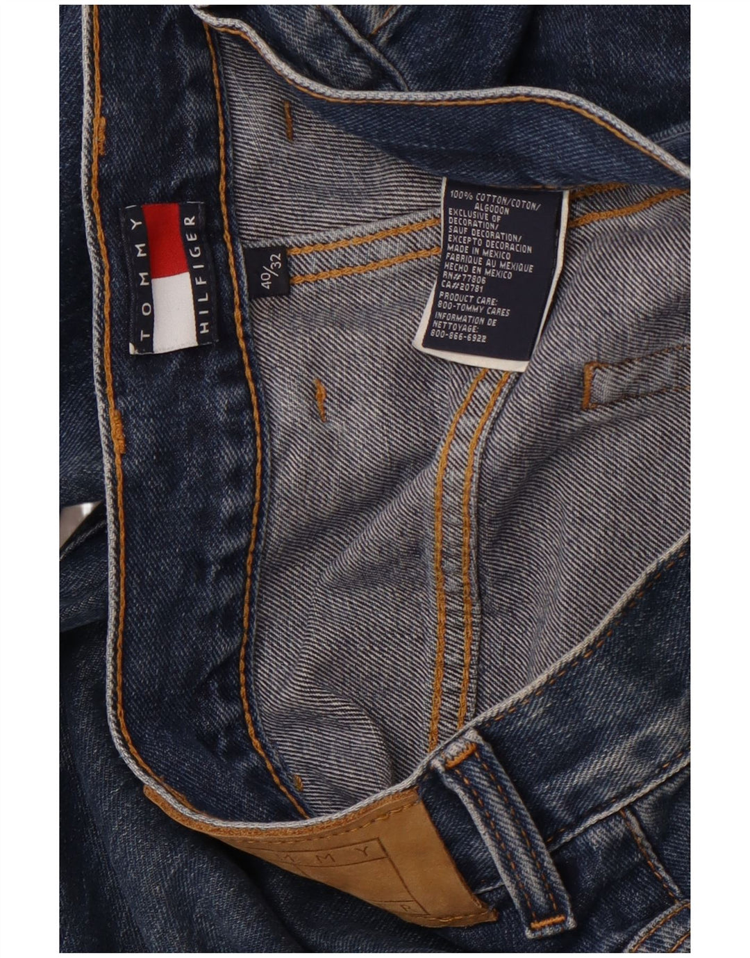 TOMMY HILFIGER Herren Straight Jeans W40 L32 Blaue Baumwolle