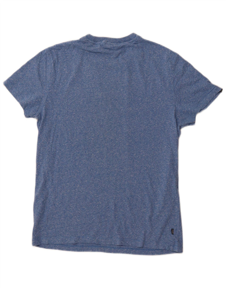 SUPERDRY Herren T-Shirt-Oberteil aus mittelblau gesprenkelter Baumwolle