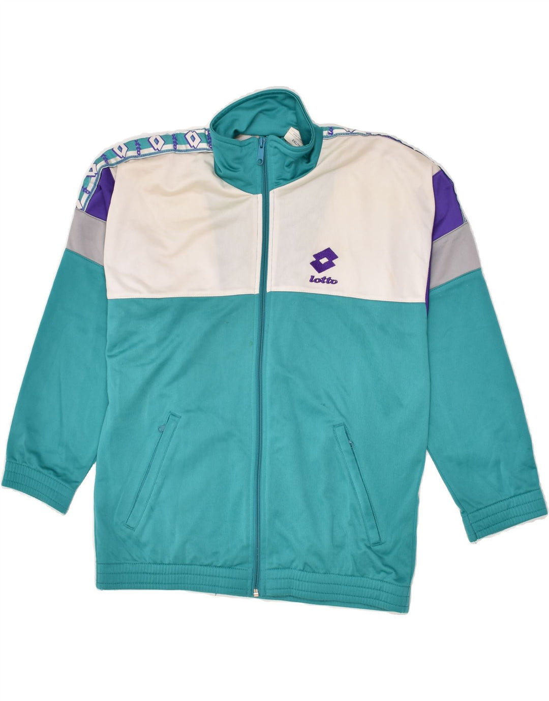 LOTTO Boys Graphic Tracksuit Top Jacket 13-14 Years 2XL Turquoise Vintage Lotto and Second-Hand Lotto from Messina Hembry 