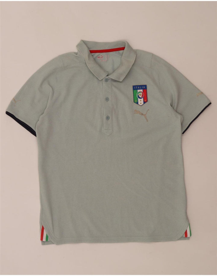 Puma Herren Italia Graphic Poloshirt Mittelblaue Baumwolle