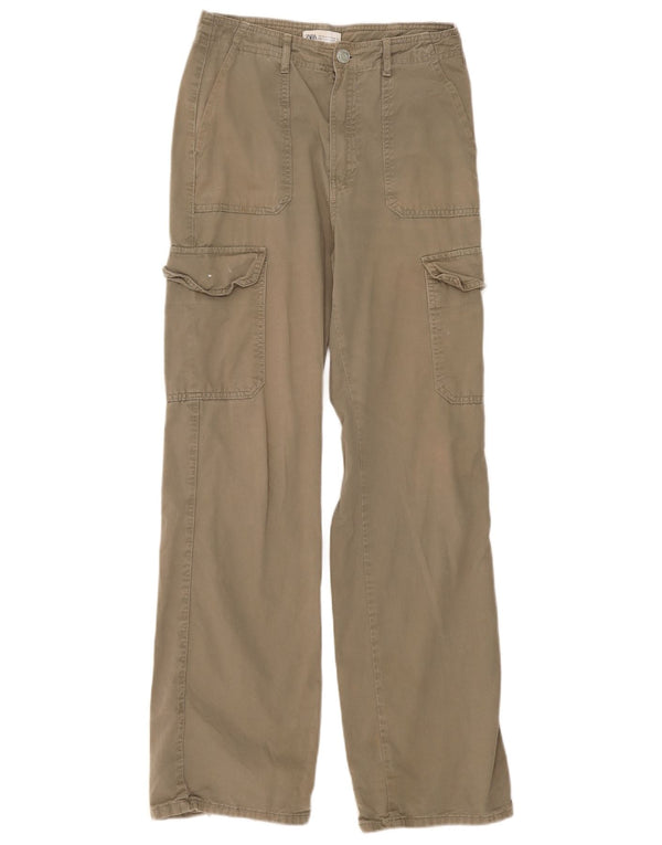 Zara Damen-Cargohose mit lockerer Passform, EU 36, XS, W26, L31, Khaki, Baumwolle