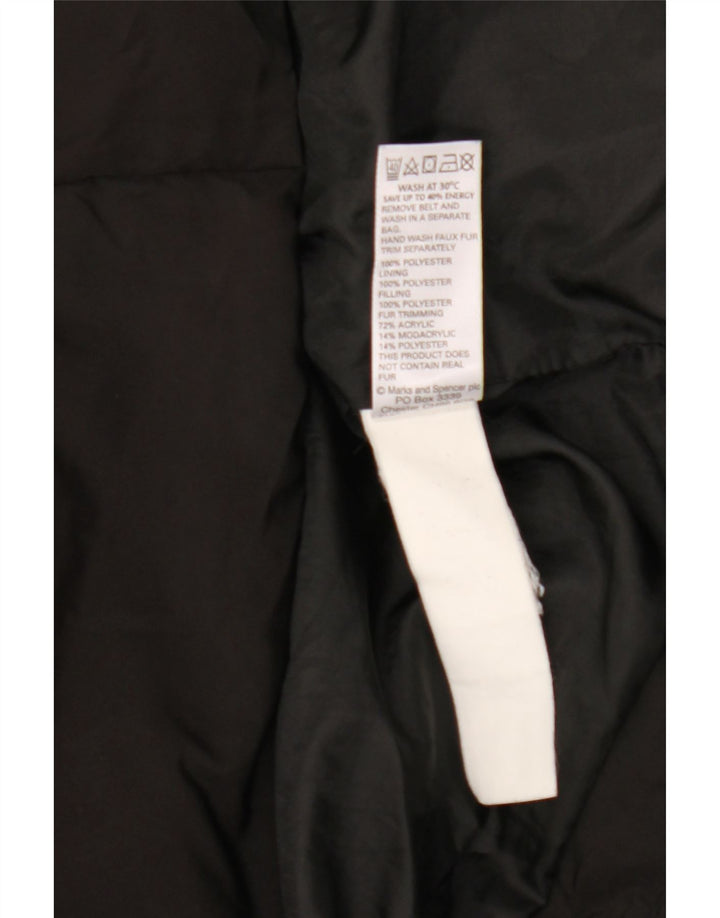 Marks & Spencer Wattierter Damenmantel mit Kapuze, UK 18, XL, Schwarz, Polyester