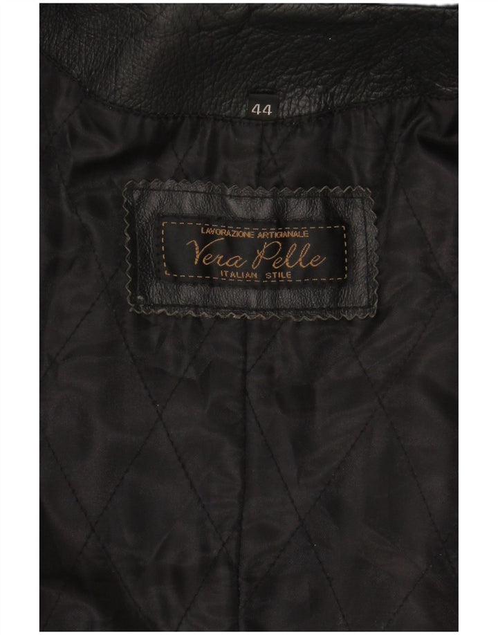 LAVORAZIONE ARTIGIANALE Damen Ledermantel IT 44 Mittelschwarzes Leder