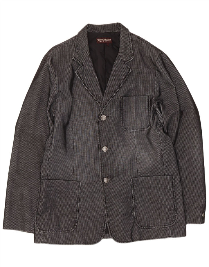 Scotch & Soda Herren-Blazer mit 3 Knöpfen, Gr. 40, Grau, Baumwolle mit Nadelstreifen