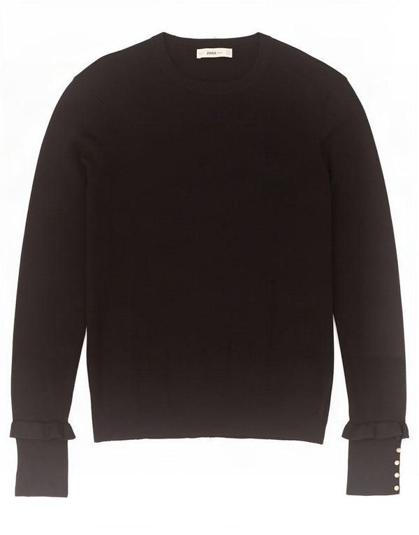 Zara Damen-Pullover mit U-Boot-Ausschnitt, UK 12, mittlere schwarze Viskose