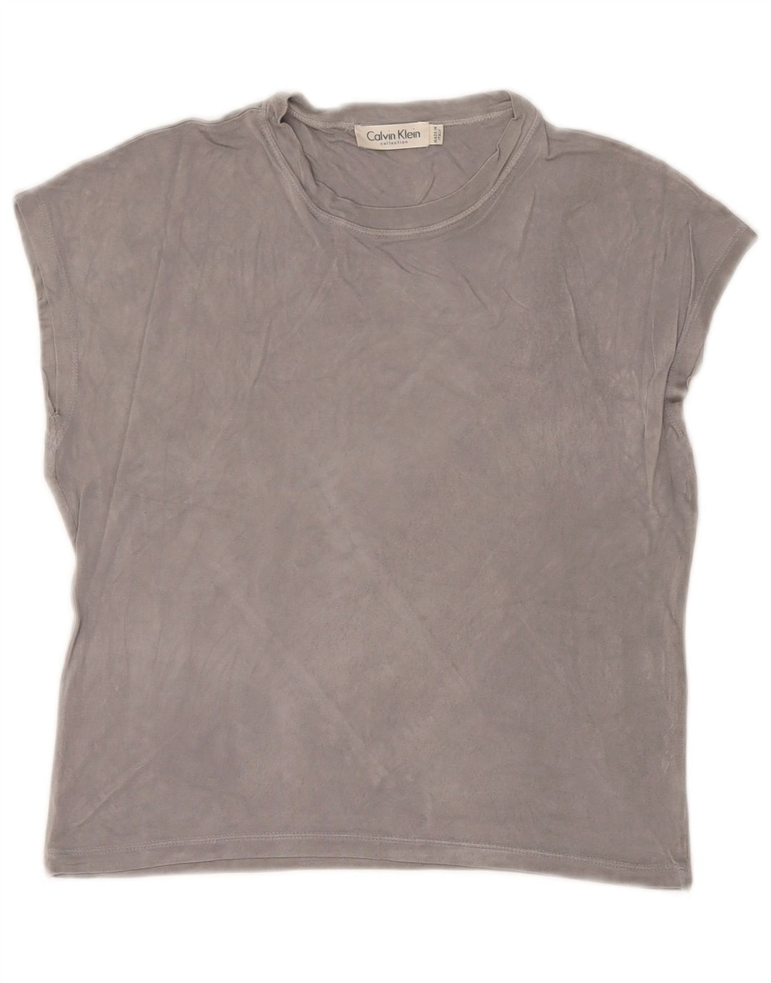 Calvin Klein Damen Crop T-Shirt Top UK 14 Medium Grey Rayon