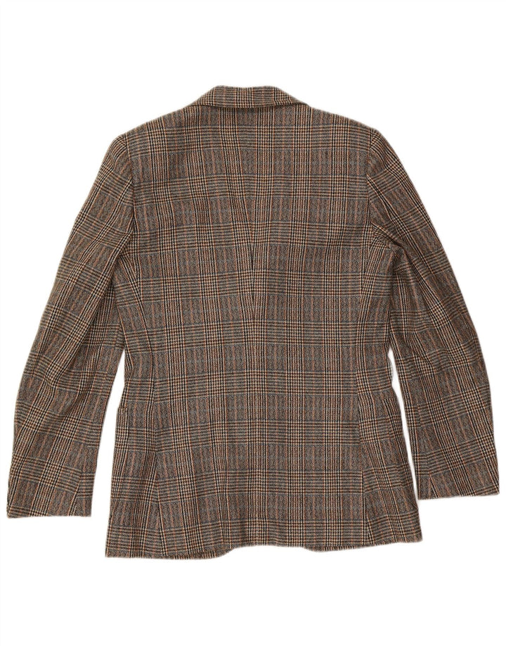 Vintage Herren 3-Knopf-Blazerjacke IT 46 Kleiner brauner Hahnentritt