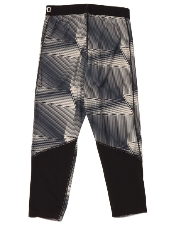 Nike Womens Dri Fit Graphic Capri Leggings UK 12 Medium Black Striped