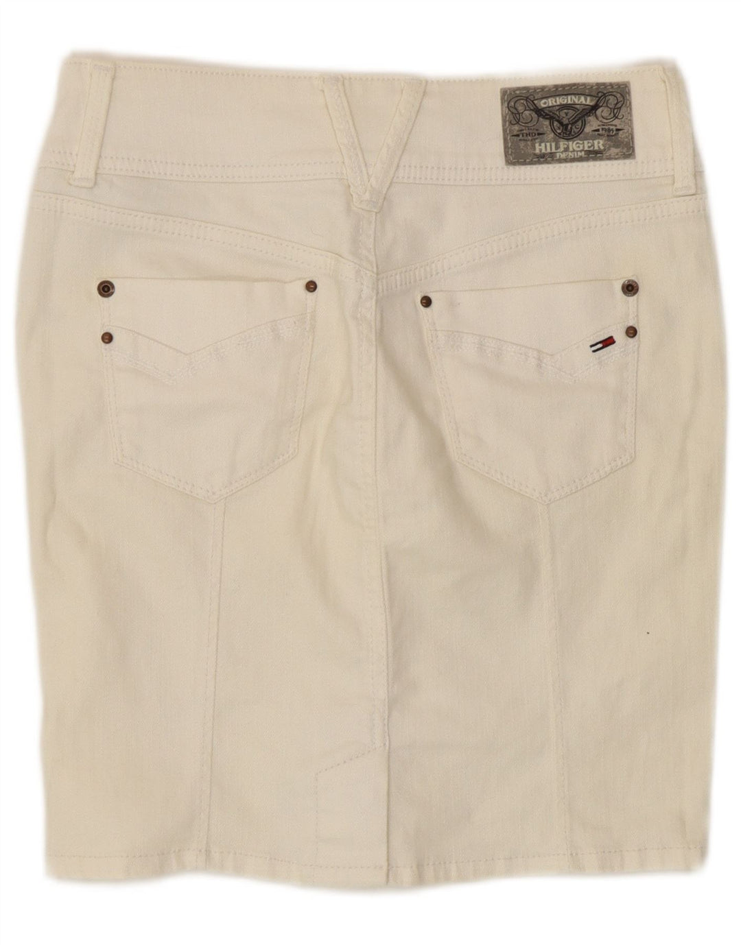 Tommy Hilfiger Damen Jeansrock W28 Mittelweiße Baumwolle
