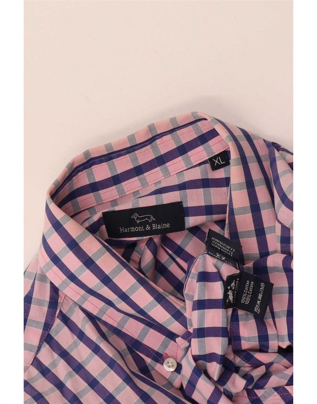 Harmont & Blaine Herrenhemd XL, rosa Gingham-Baumwolle