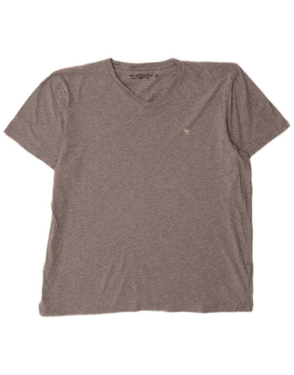 Abercrombie & Fitch Herren T-Shirt Top XL Grau gefleckte Baumwolle
