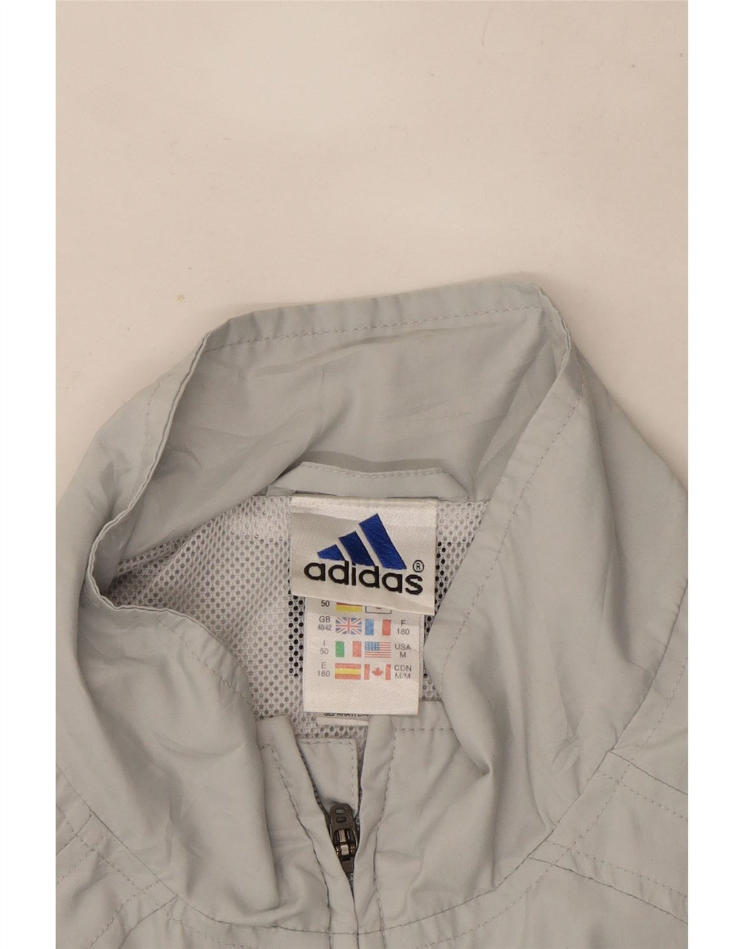 Adidas Herren-Trainingsanzug-Oberteiljacke UK 40/42 Mittelgraues Colourblock-Polyester