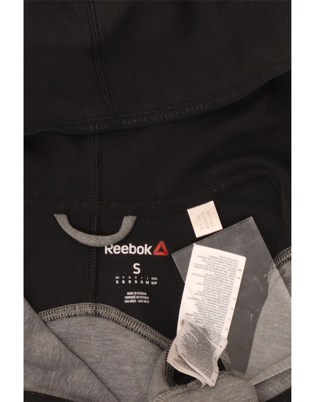 REEBOK Herren-Kapuzenpullover mit Reißverschluss, klein, graues Farbblock-Polyester