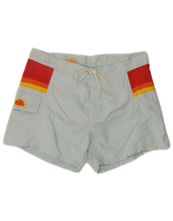 Sundek Herren-Badeshorts aus mittelblauem Colourblock-Nylon