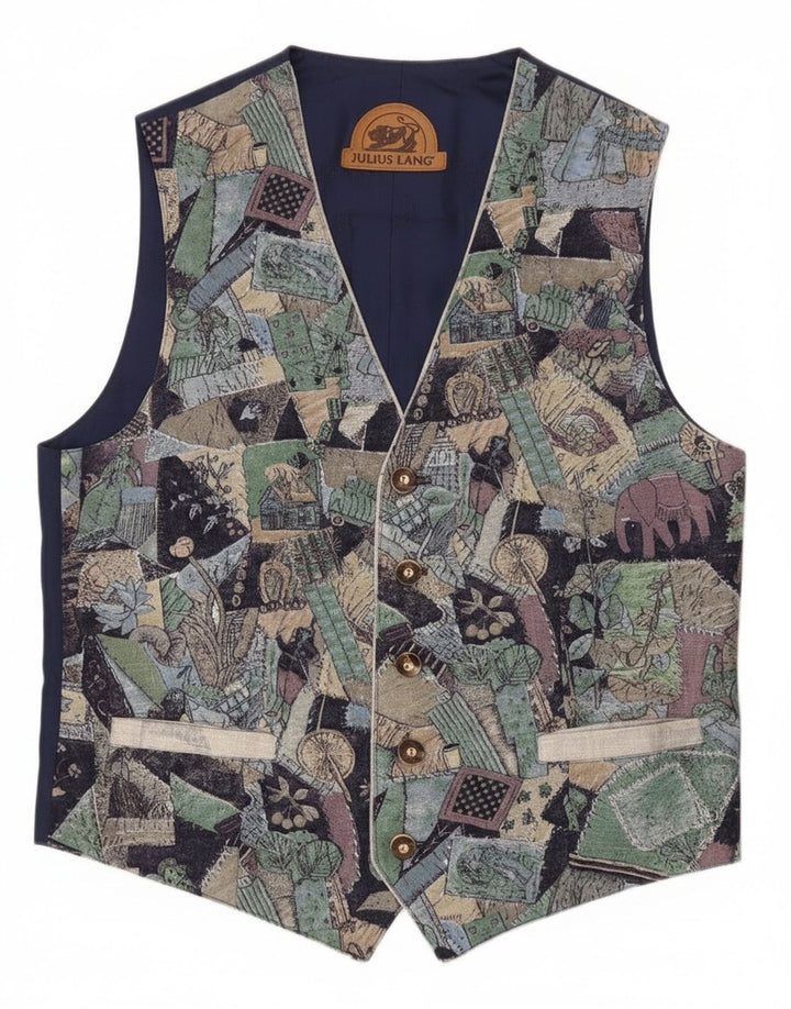 Julius Lang Herrenweste IT 52, groß, mehrfarbig, Patchwork-Viskose
