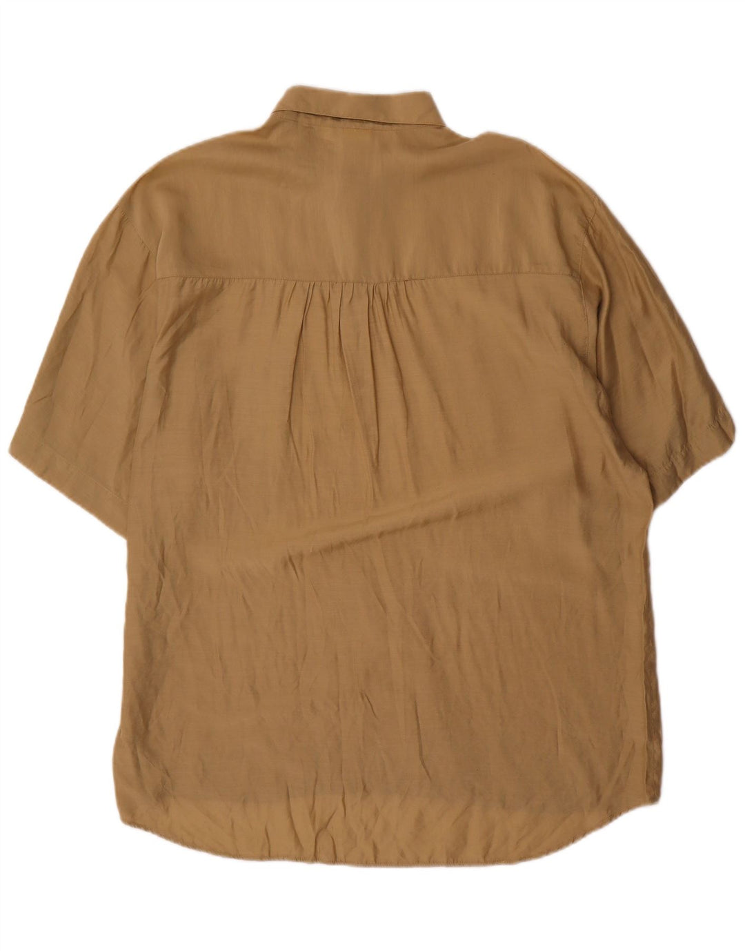 Vintage Herren Kurzarm-Pullover-Hemd, groß, beige Baumwolle
