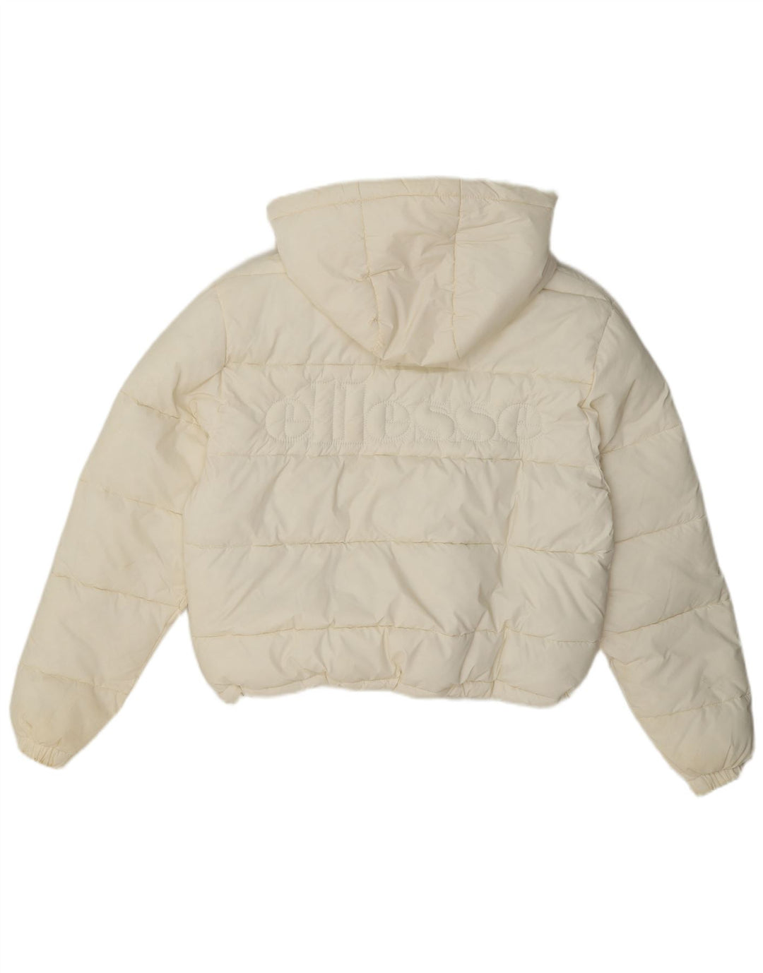 Ellesse Damen-Kapuzen-Übergröße, gepolsterte Jacke, Größe S, gebrochenes Weiß