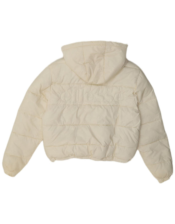Ellesse Damen-Kapuzen-Übergröße, gepolsterte Jacke, Größe S, gebrochenes Weiß