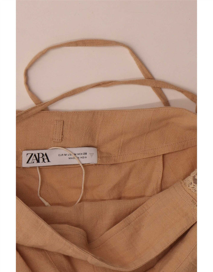 Zara Damen Wickelrock Medium W30 Beige Baumwolle