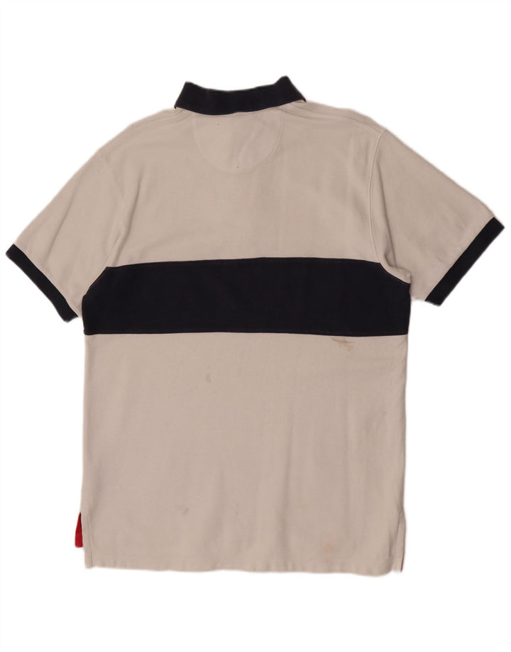 Hackett Herren-Rugby-Poloshirt aus mittelweißer Colourblock-Baumwolle