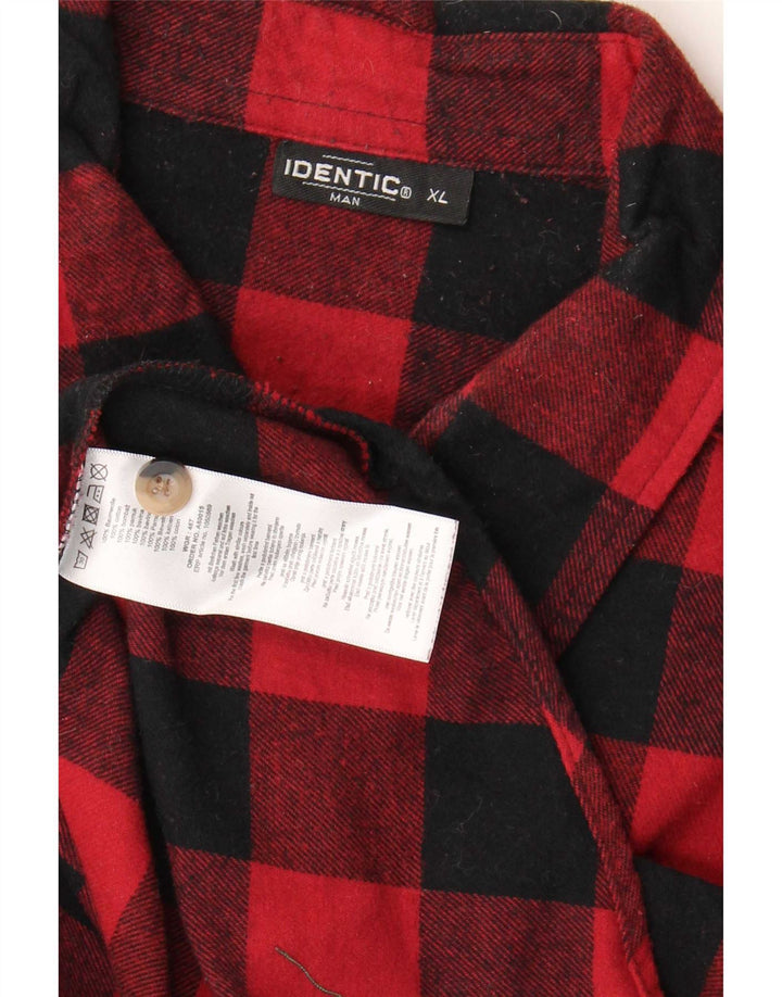 Identisches Herren-Flanellhemd XL aus roter Gingham-Baumwolle