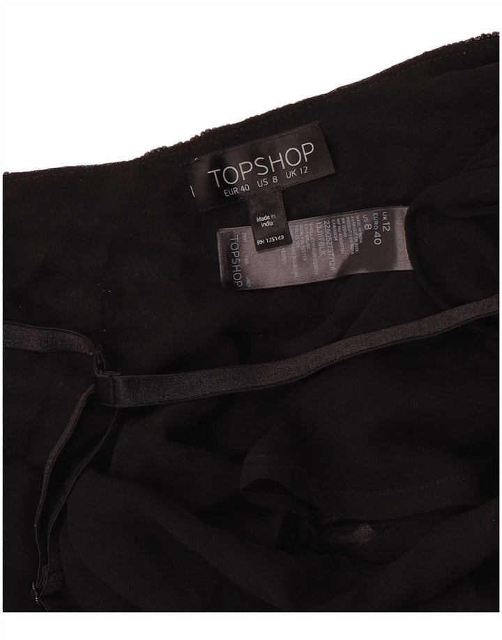 Topshop Ärmelloses Damen-Blusenoberteil UK 12 Mittelschwarzes Polyester