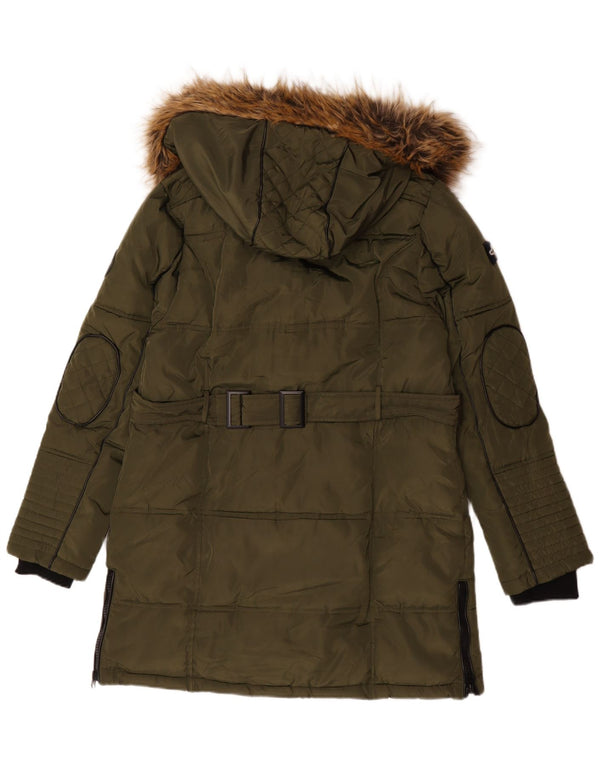 Norwegen Wattierte Damenjacke mit Kapuze, UK 16, Größe L, Khaki, Polyester