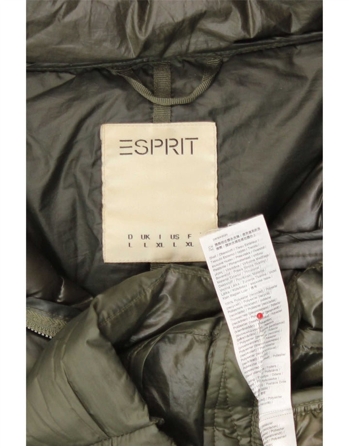 Esprit Damen-Jacke mit Kapuze, gepolstert, UK 16, Größe L, Khaki