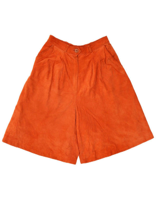 Vintage Damen High Waist Casual Shorts EU 38 Medium W26 Orange Leder