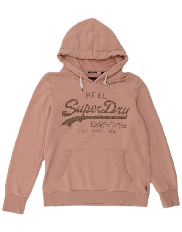 Superdry Damen Graphic Classic Fit Kapuzenpullover UK 16 Large Rosa Baumwolle