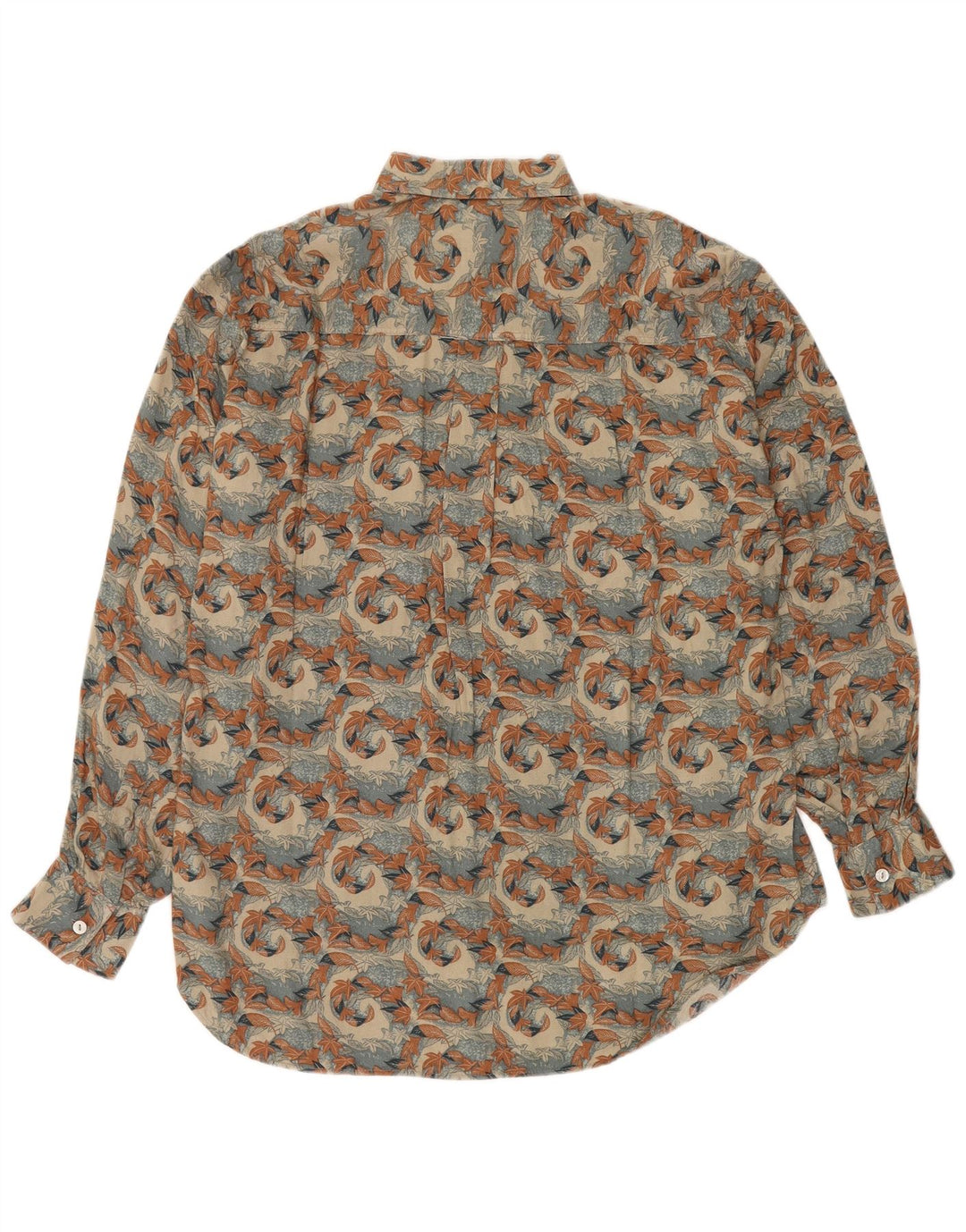 Vintage Herrenhemd Mittelbeige Viskose mit Blumenmuster