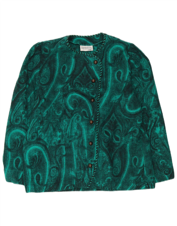 Parah Damen-Blazer mit 6 Knöpfen, IT 44, mittelgrüne Paisley-Wolle