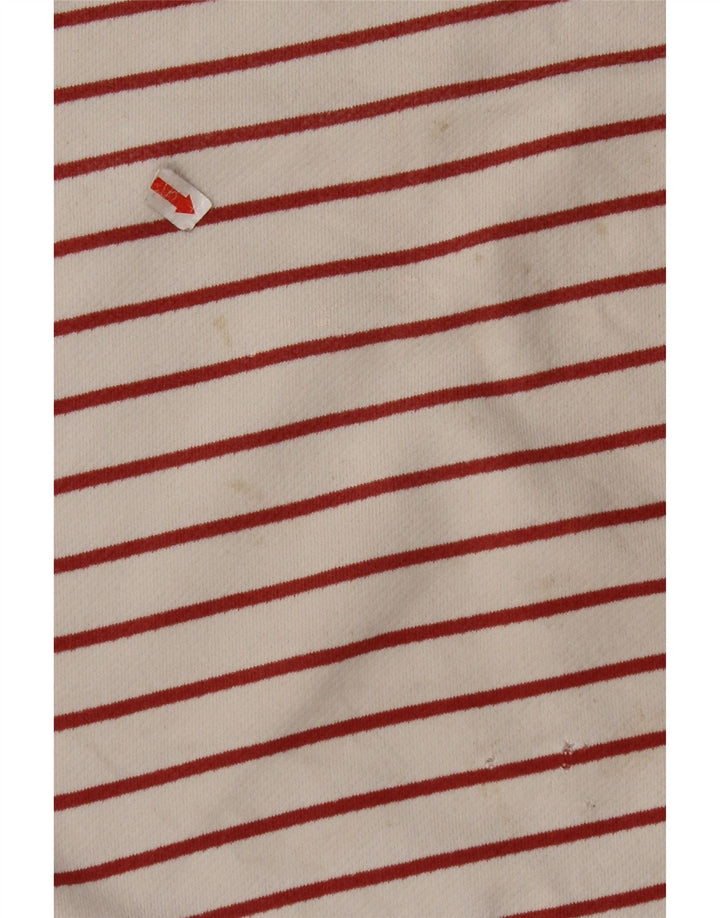 FAT FACE Womens Top Long Sleeve UK 8 Small Off White Striped Cotton