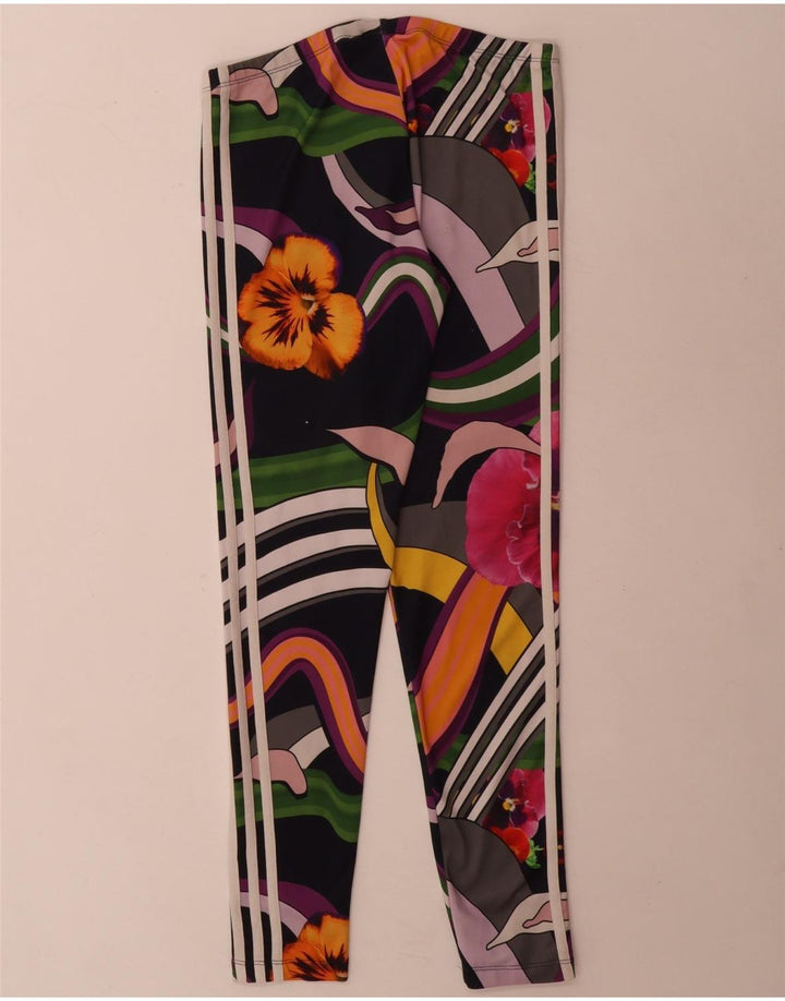Adidas Damen-Leggings, UK 10, klein, mehrfarbig, Blumenmuster, Polyester