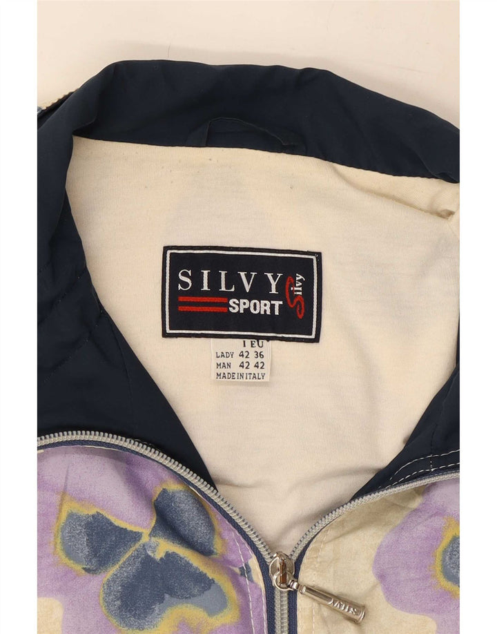 Übergroße Trainingsjacke für Damen von Silvy, IT 42, Mittelbeige mit Blumenmuster